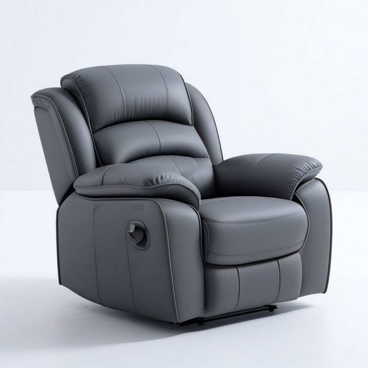 Manuell verstellbarer Relaxsessel aus grauem PU-Kunstleder, 95 x 92 x 102 cm