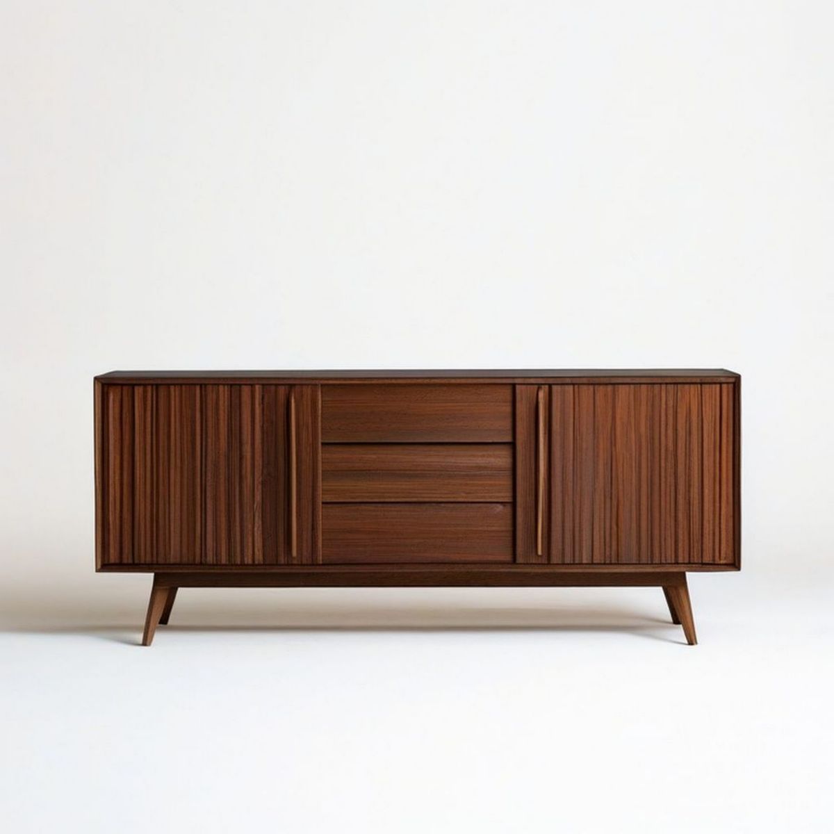Sideboard mit 2 Türen und 4 Schubladen, 180 × 45 × 80 cm, Nussbaum Dunkelbraun