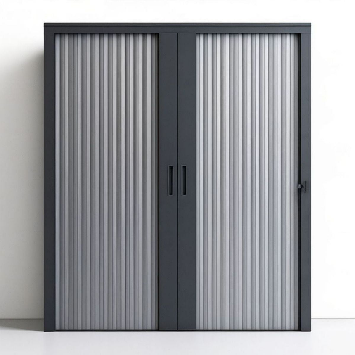 Rollladenschrank aus pulverbeschichtetem Stahl, 120 x 45 x 200 cm, Grau/Anthrazit