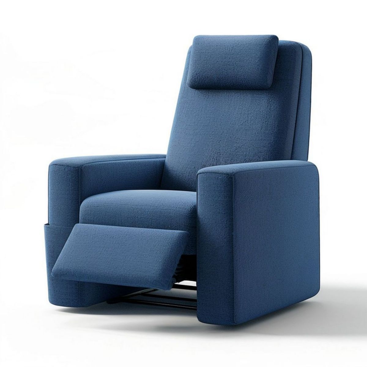 Blauer Relaxsessel mit manuell ausklappbarer Fussstütze, 85 × 92–160 × 105 cm