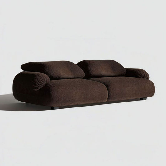 2-Sitzer-Polstersofa Dunkelbraun mit Bouclé-Polyesterbezug, 220 x 100 x 72 cm