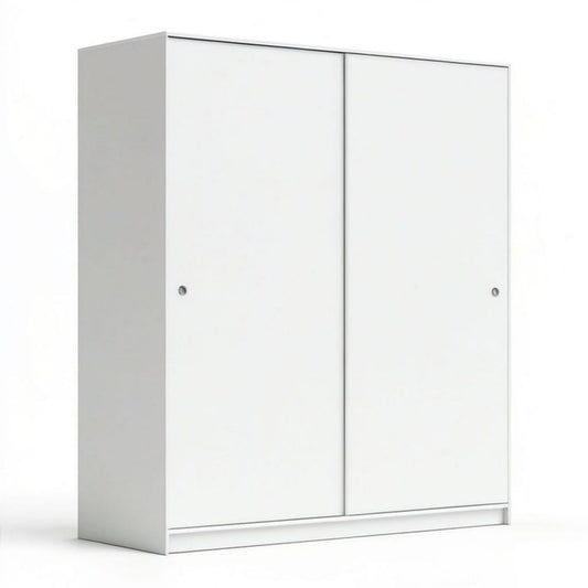 Kleiderschrank mit 2 Schiebetüren, 120 x 60 x 200 cm, Weiss, Spanplatte