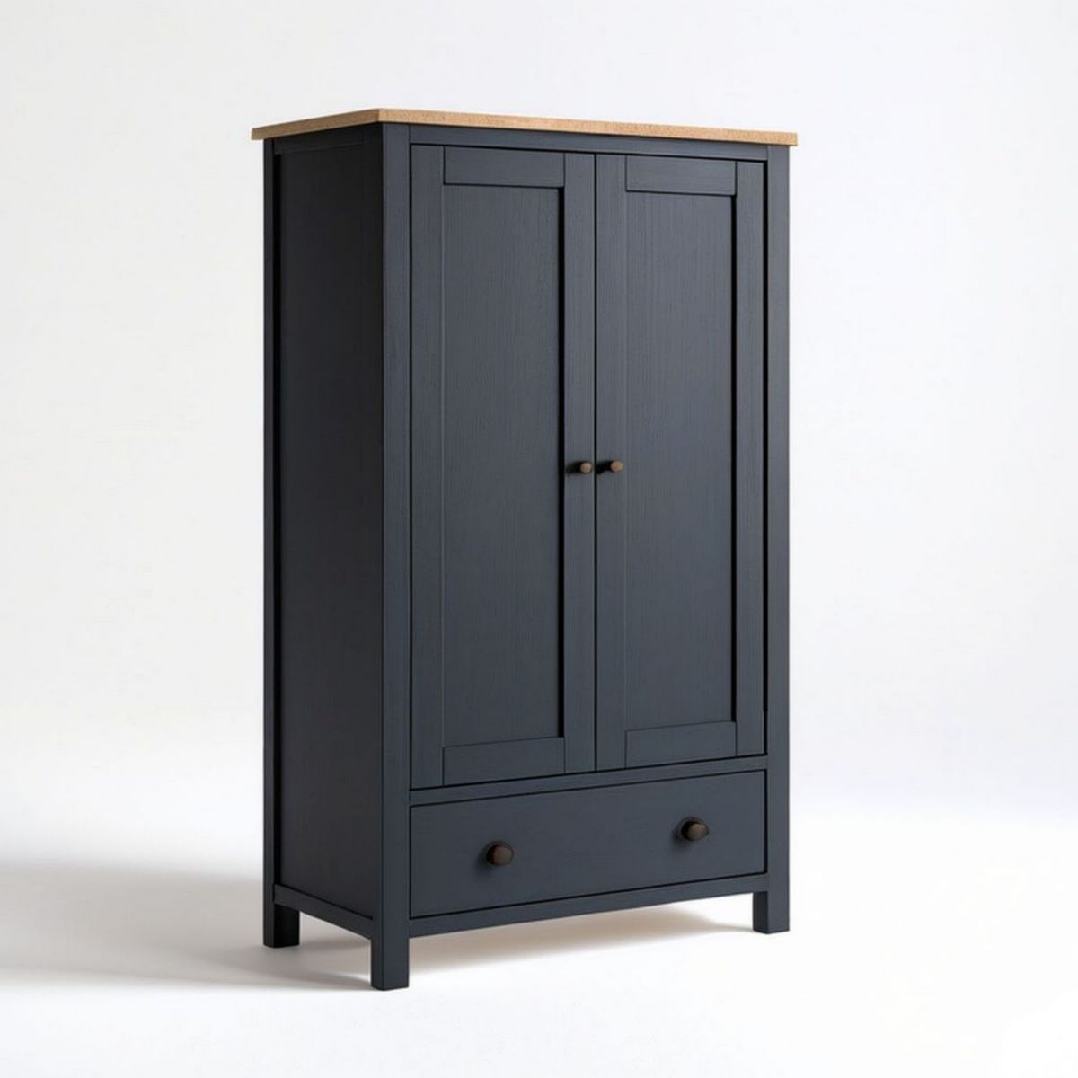 Kleiderschrank Schwarz/Natur aus MDF und Eichenholz, 90 x 45 x 180 cm