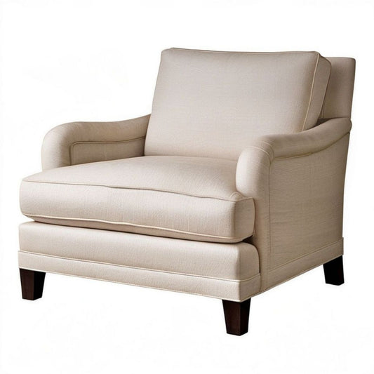Beiger Loungesessel mit Armlehnen, Polyesterbezug und Massivholzfüssen, 85 x 90 x 95 cm